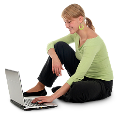 A woman using laptop 